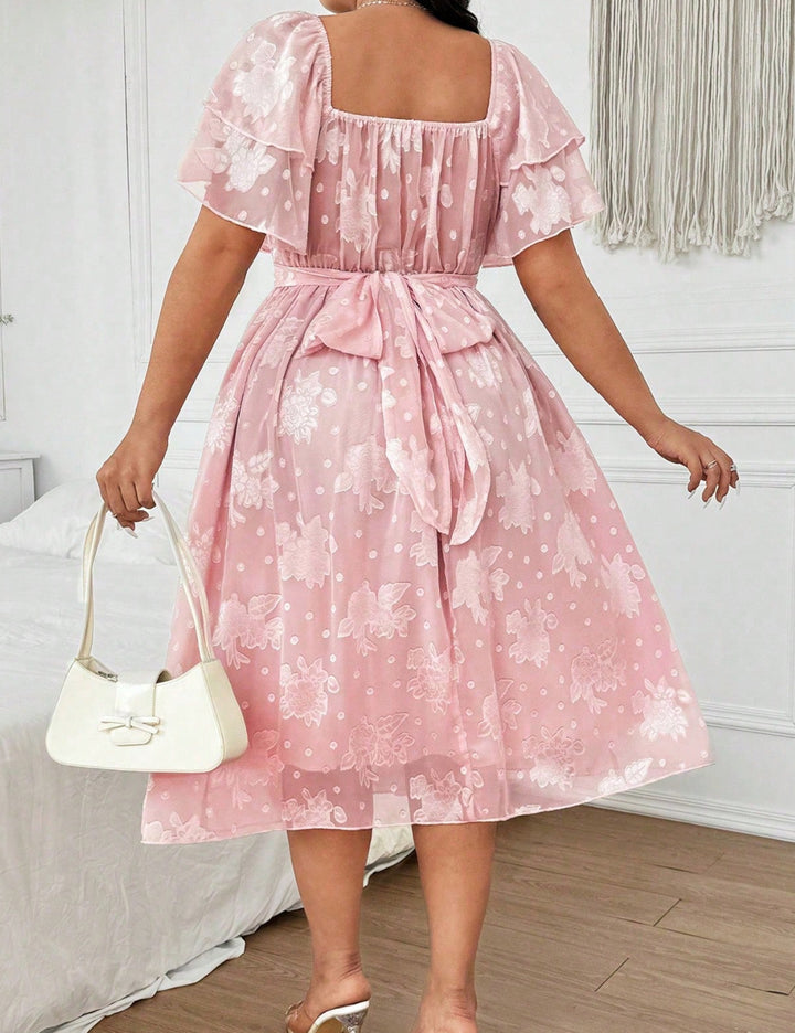 Rochie maxi Shein Curve+, roz