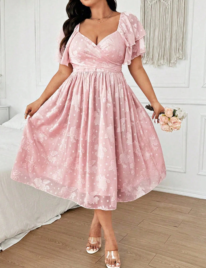 Rochie maxi Shein Curve+, roz