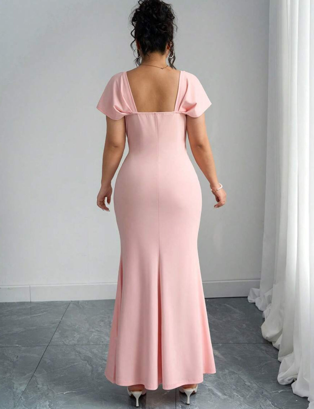Shein Curve+ maxi ruha, rózsaszín