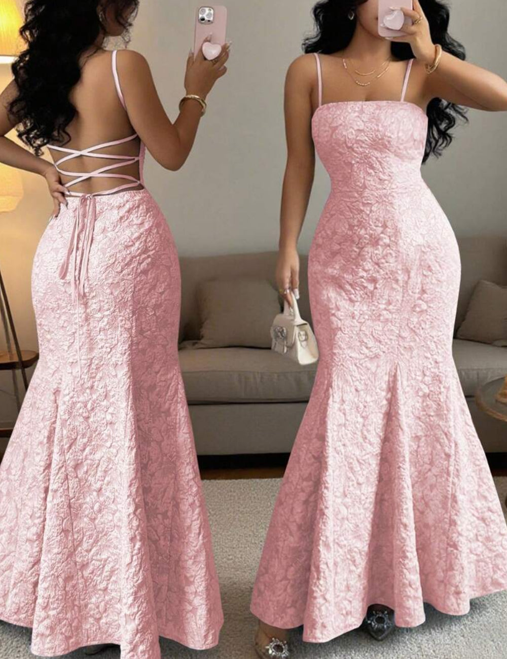 Shein maxi ruha, rózsaszín