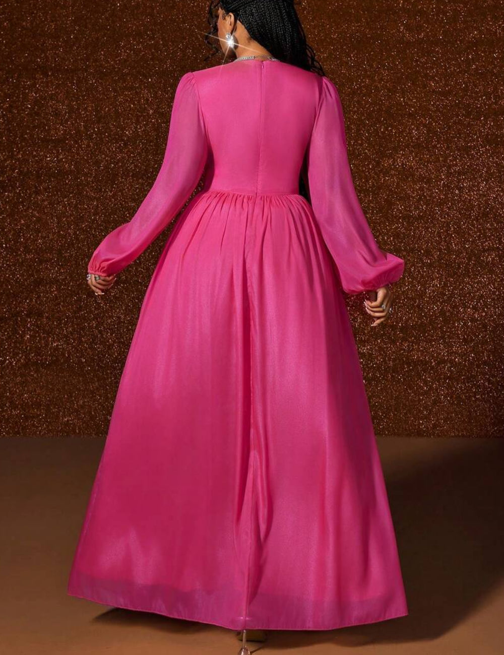 Shein Curve+ maxi ruha, rózsaszín