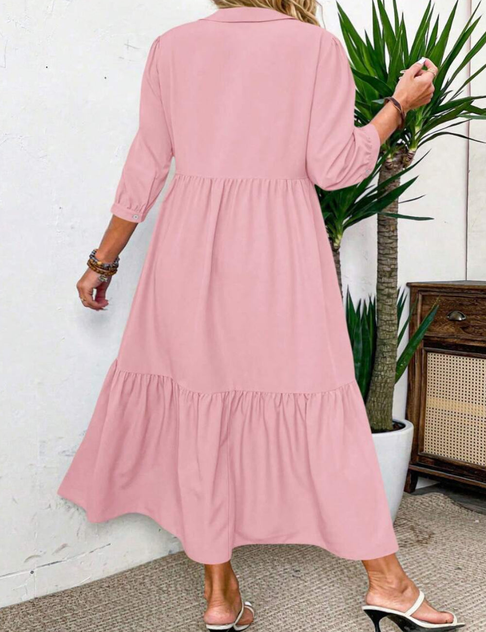 Shein Curve+ maxi ruha, rózsaszín