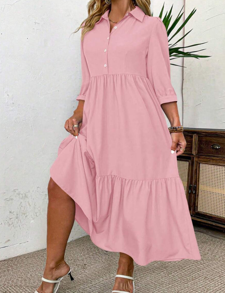 Shein Curve+ maxi ruha, rózsaszín