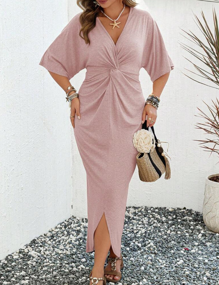 Shein Curve+ maxi ruha, rózsaszín