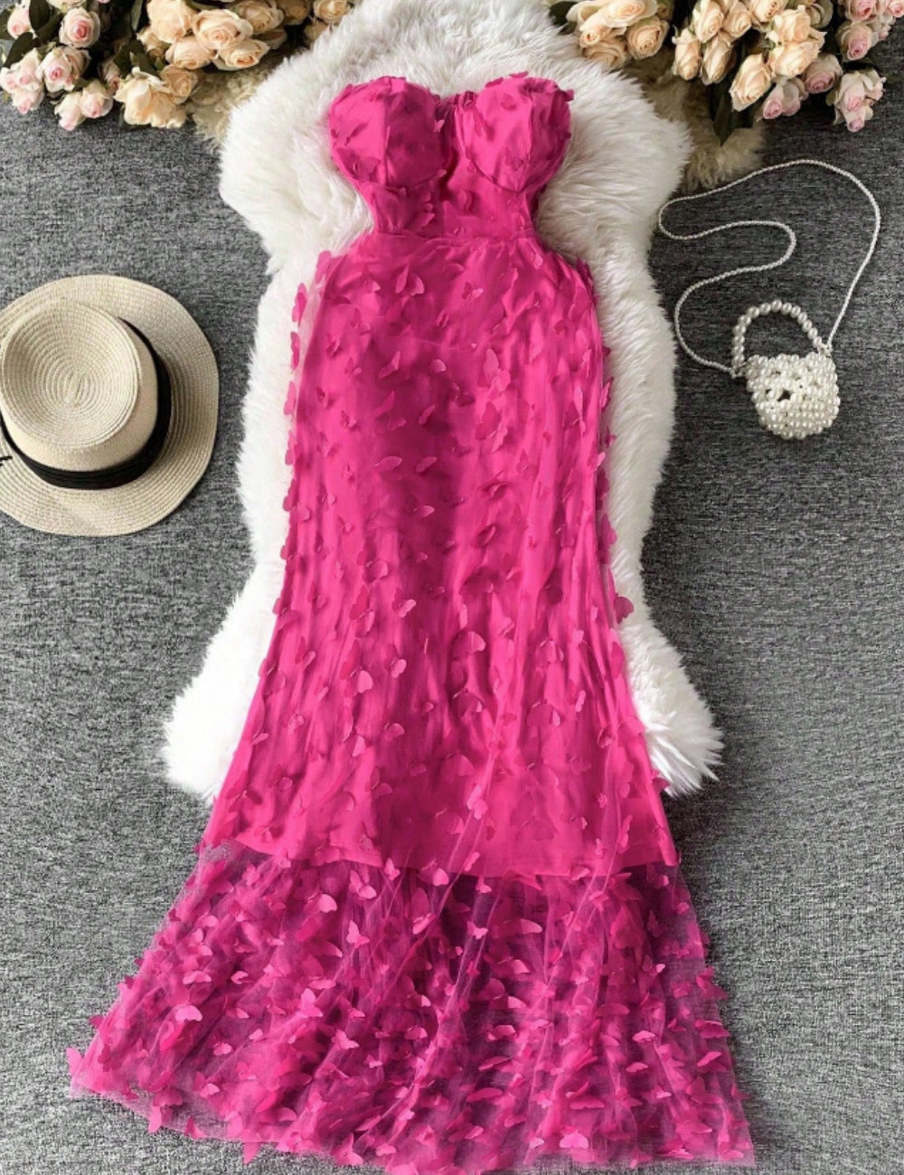 Shein Curve+ maxi ruha, rózsaszín