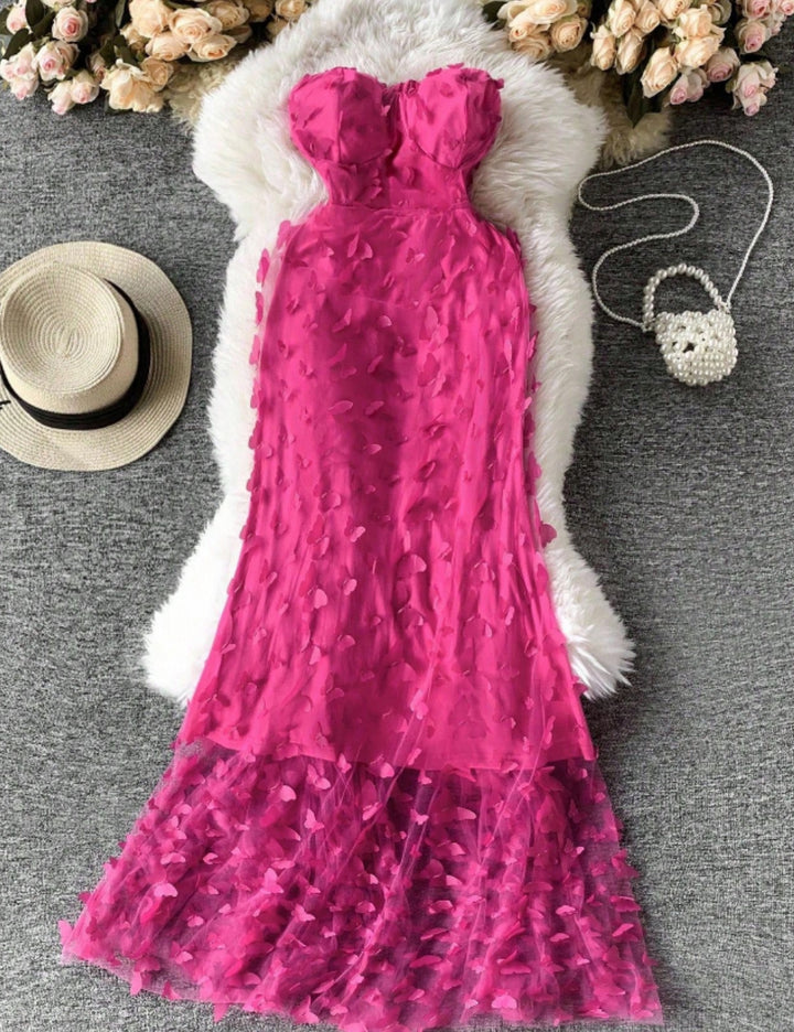 Shein Curve+ maxi ruha, rózsaszín