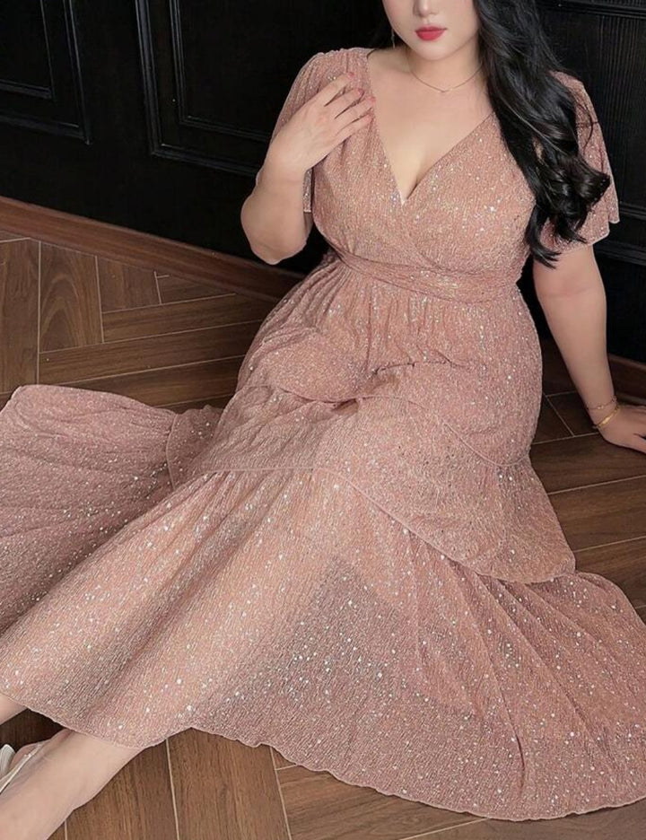 Rochie maxi Shein Curve+, roz