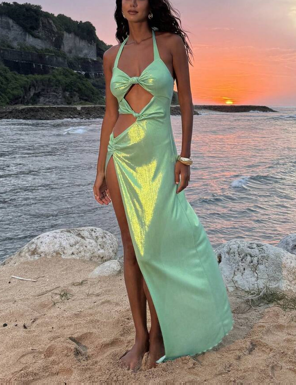 Shein maxi ruha, zöld