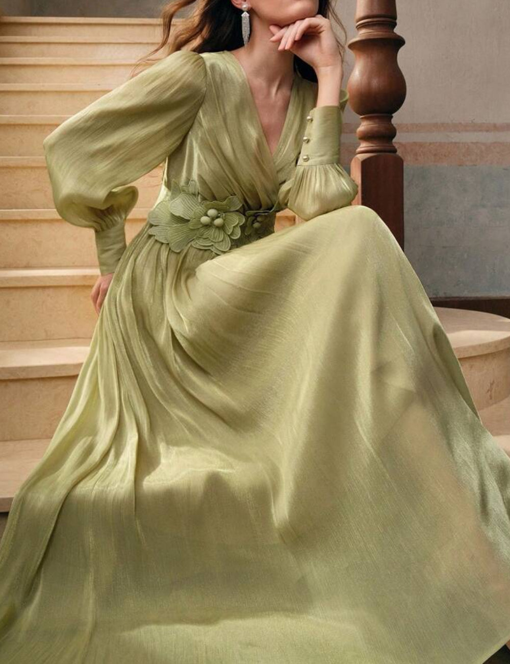 Rochie maxi Shein Anewsta, verde