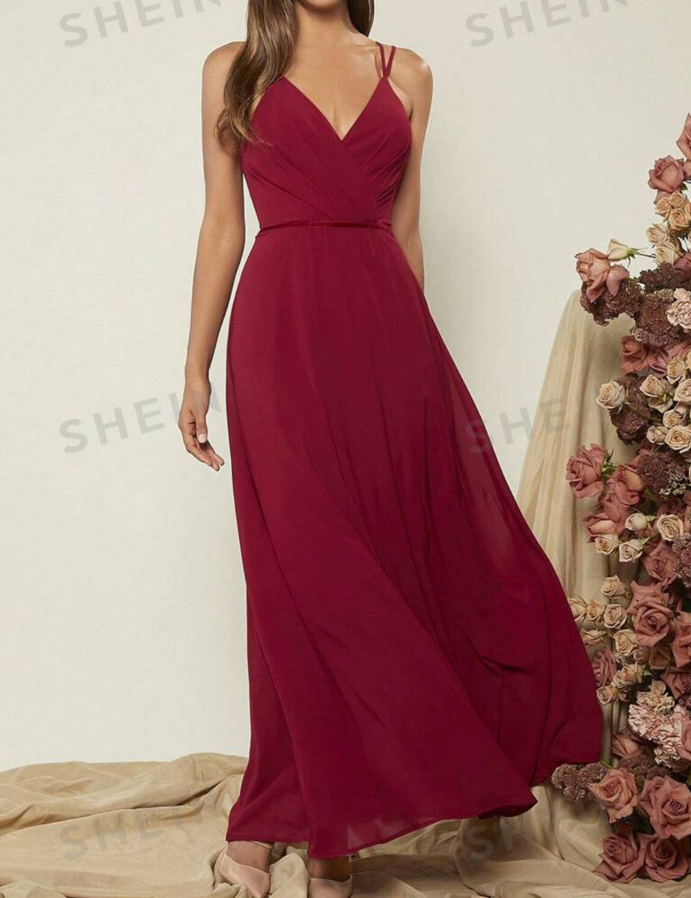 Shein maxi ruha, bordó