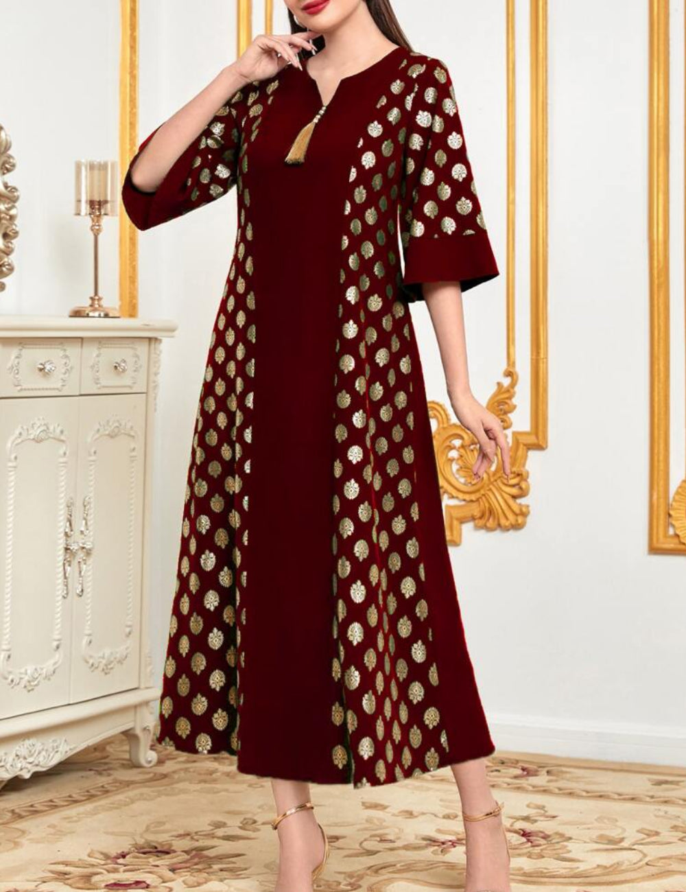 Shein maxi ruha, bordó