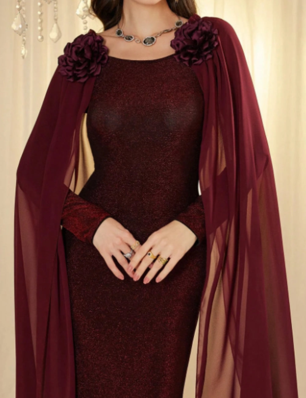 Shein maxi ruha, bordó