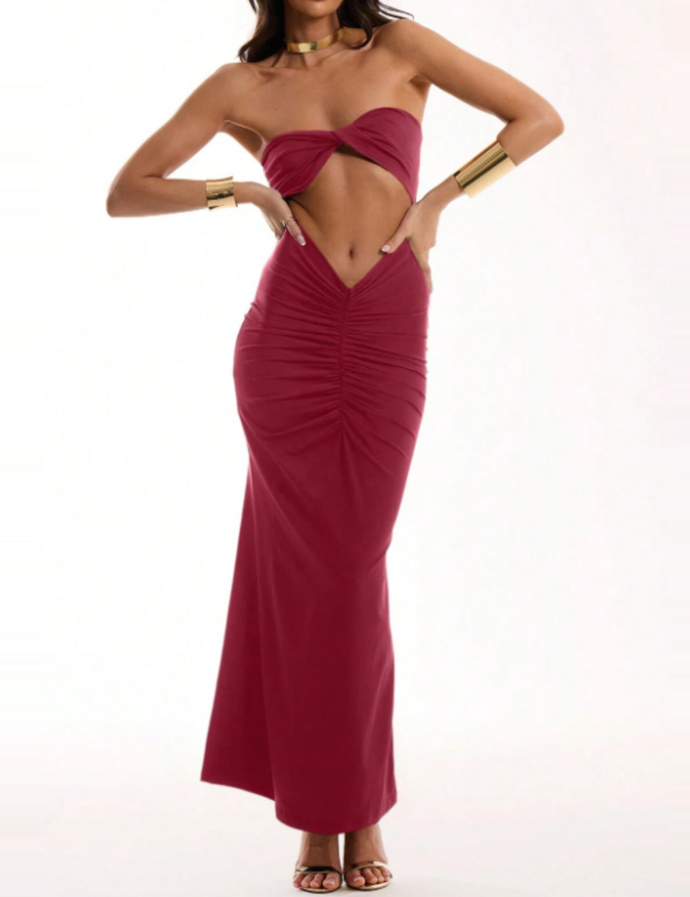 Rochie maxi Shein MUSERA, vișiniu