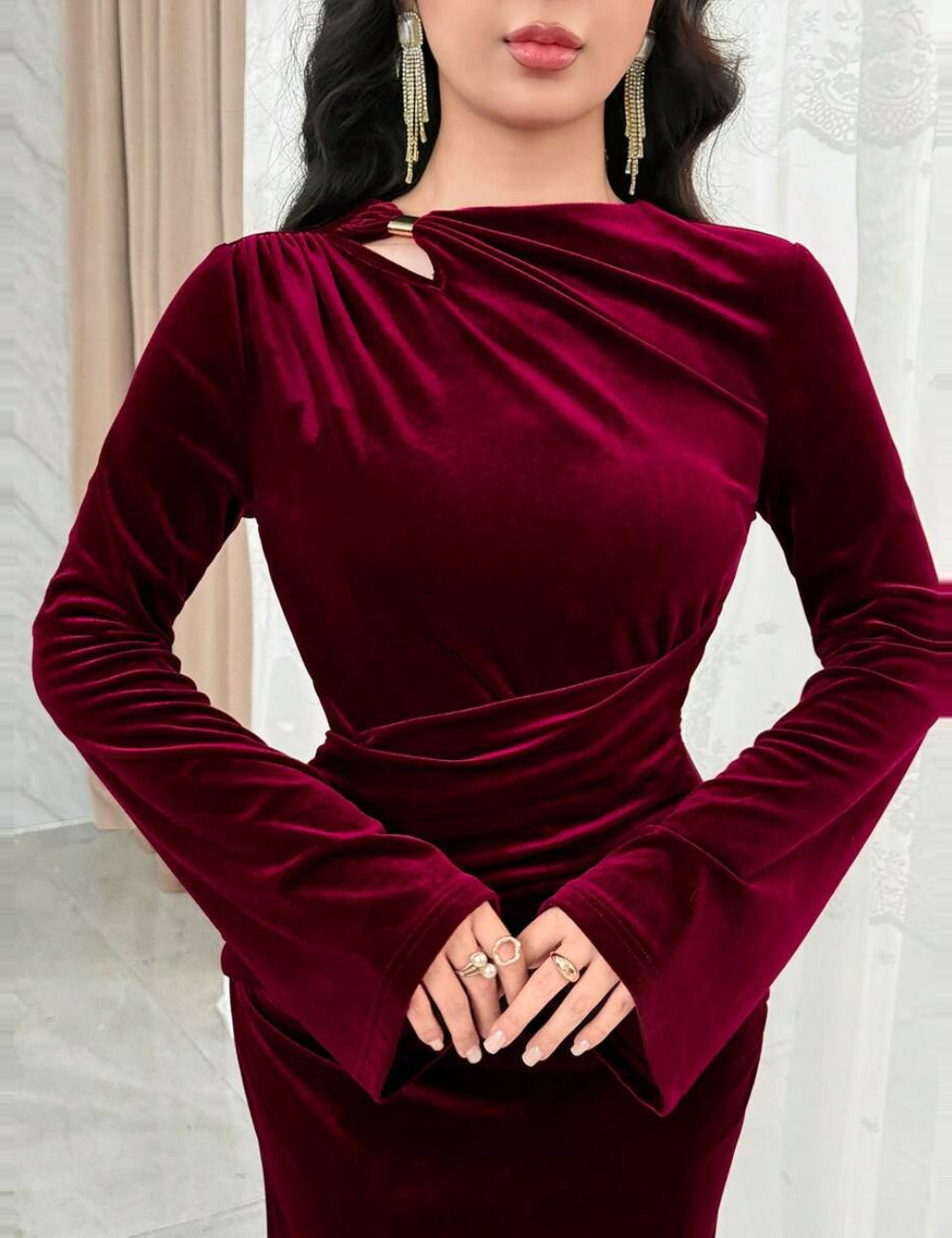 Shein maxi ruha, bordó