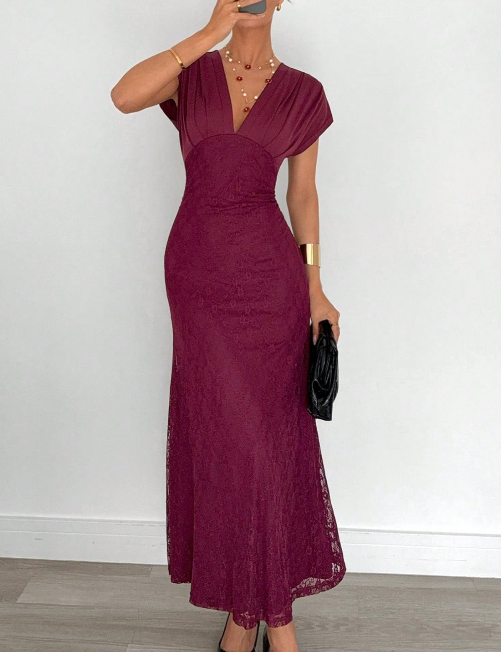 Shein maxi ruha, bordó