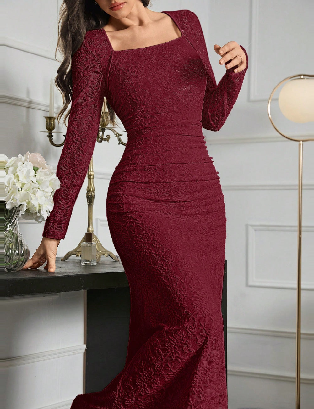 Shein maxi ruha, bordó