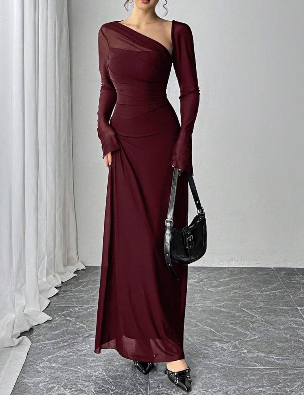 Shein maxi ruha, bordó