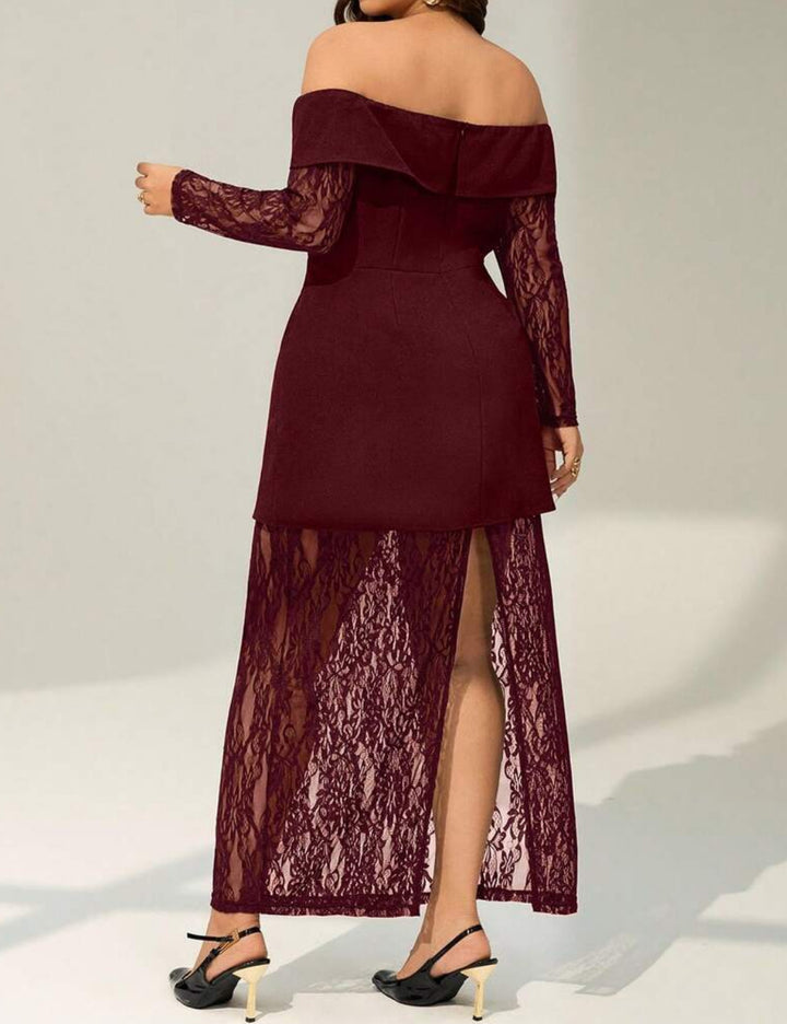 Shein Curve+ maxi ruha, bordó