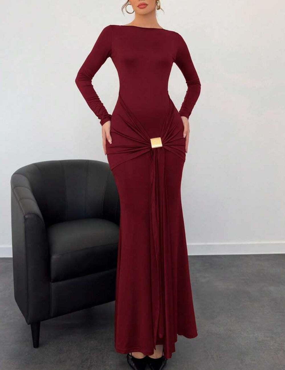 Shein maxi ruha, bordó