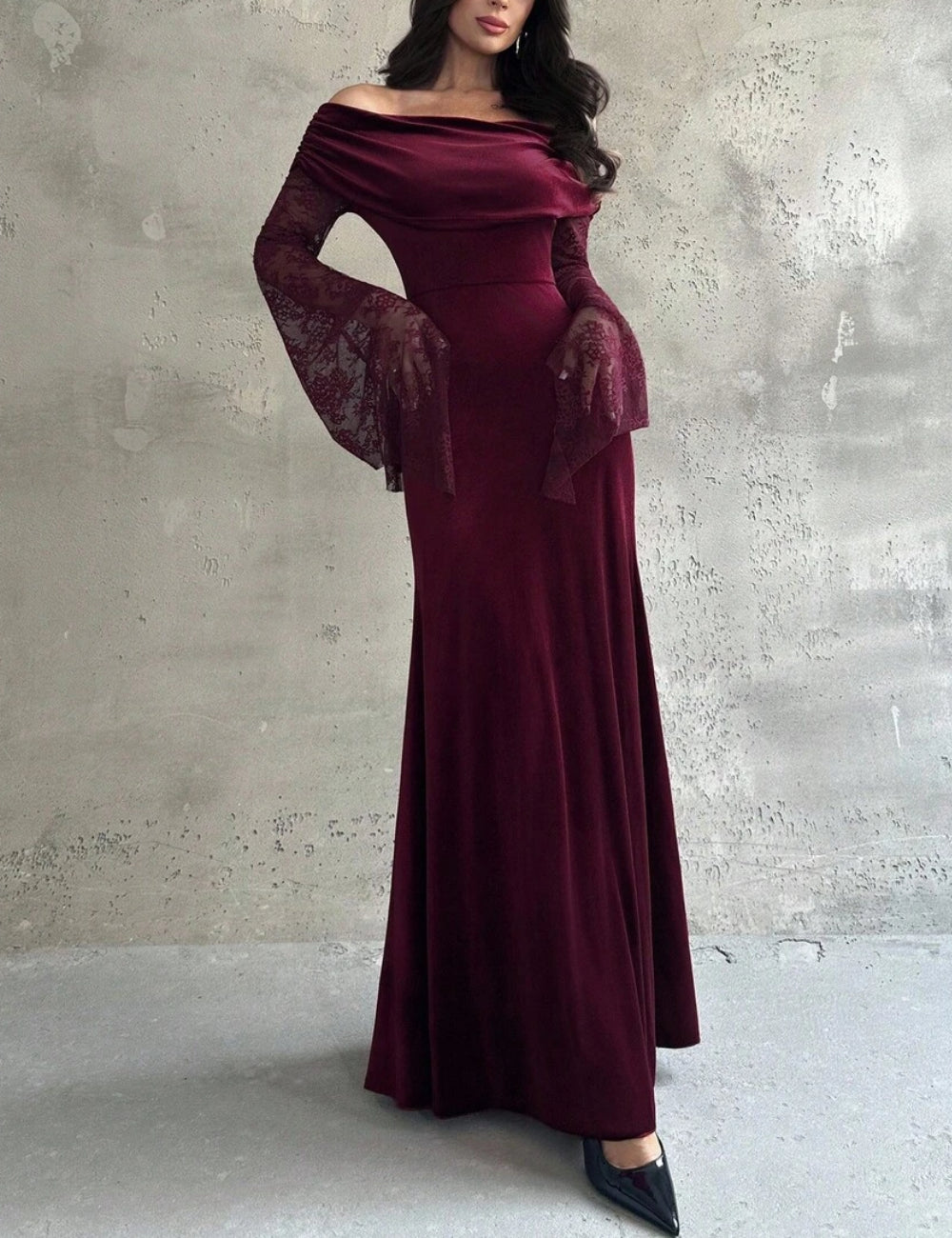 Shein maxi ruha, bordó