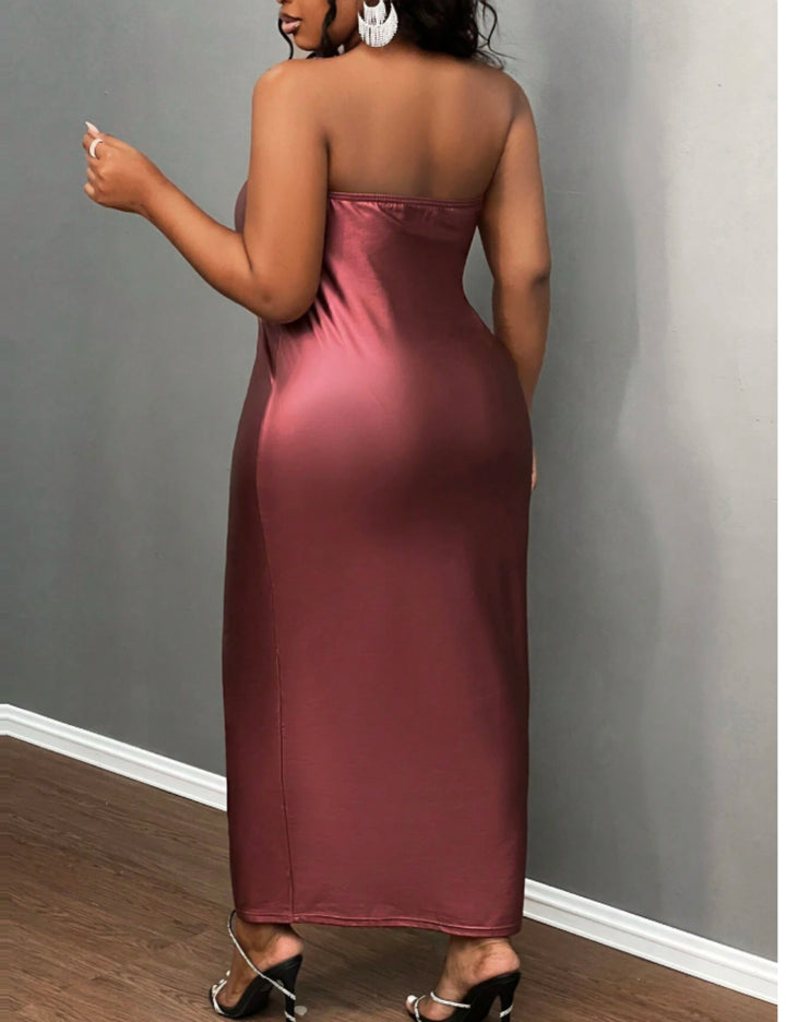Shein Curve+ maxi ruha, bordó