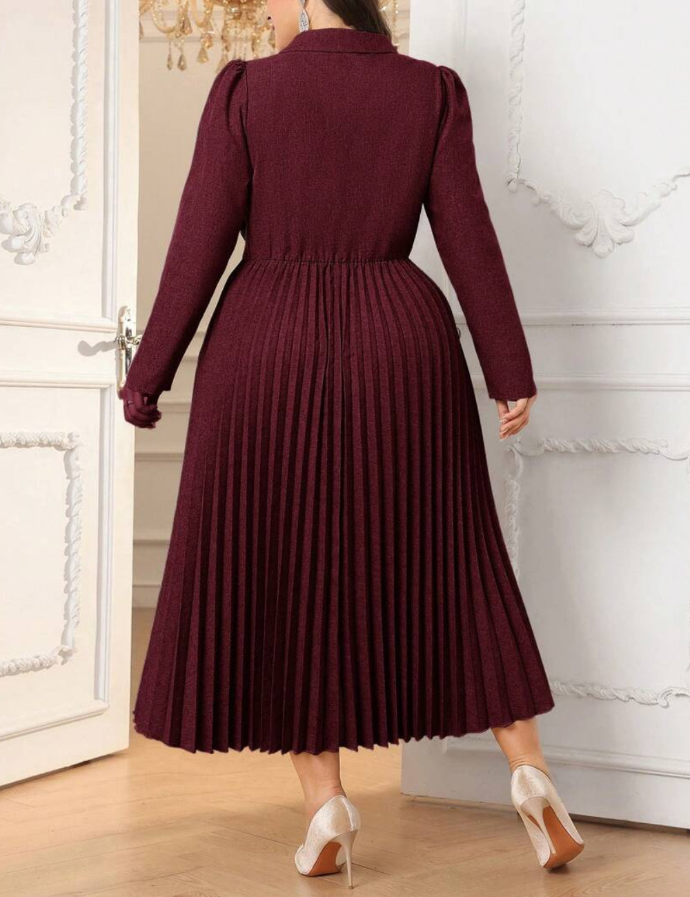 Shein Curve+ maxi ruha, bordó