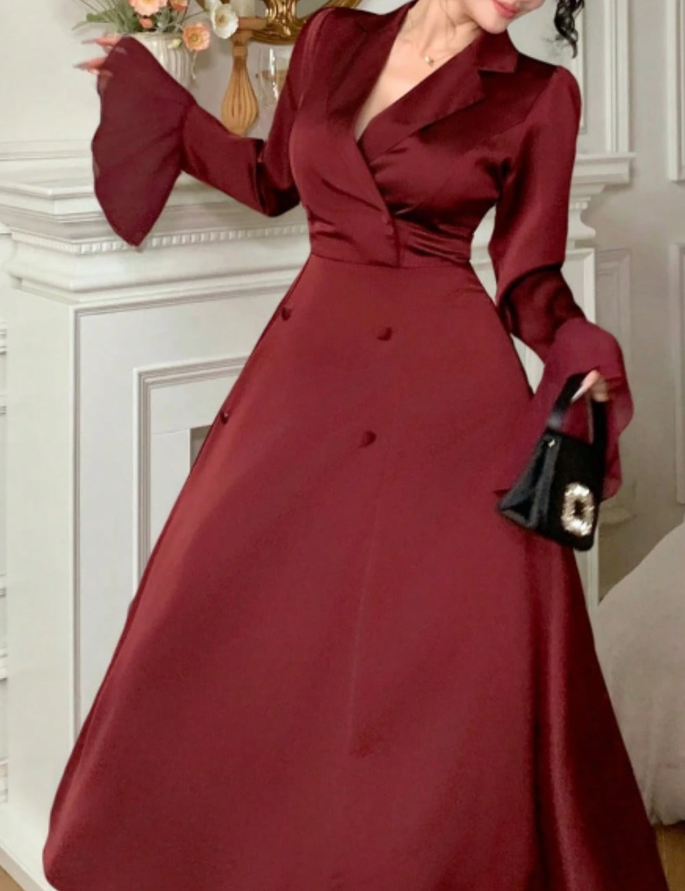 Rochie maxi Shein DAZY, vișiniu