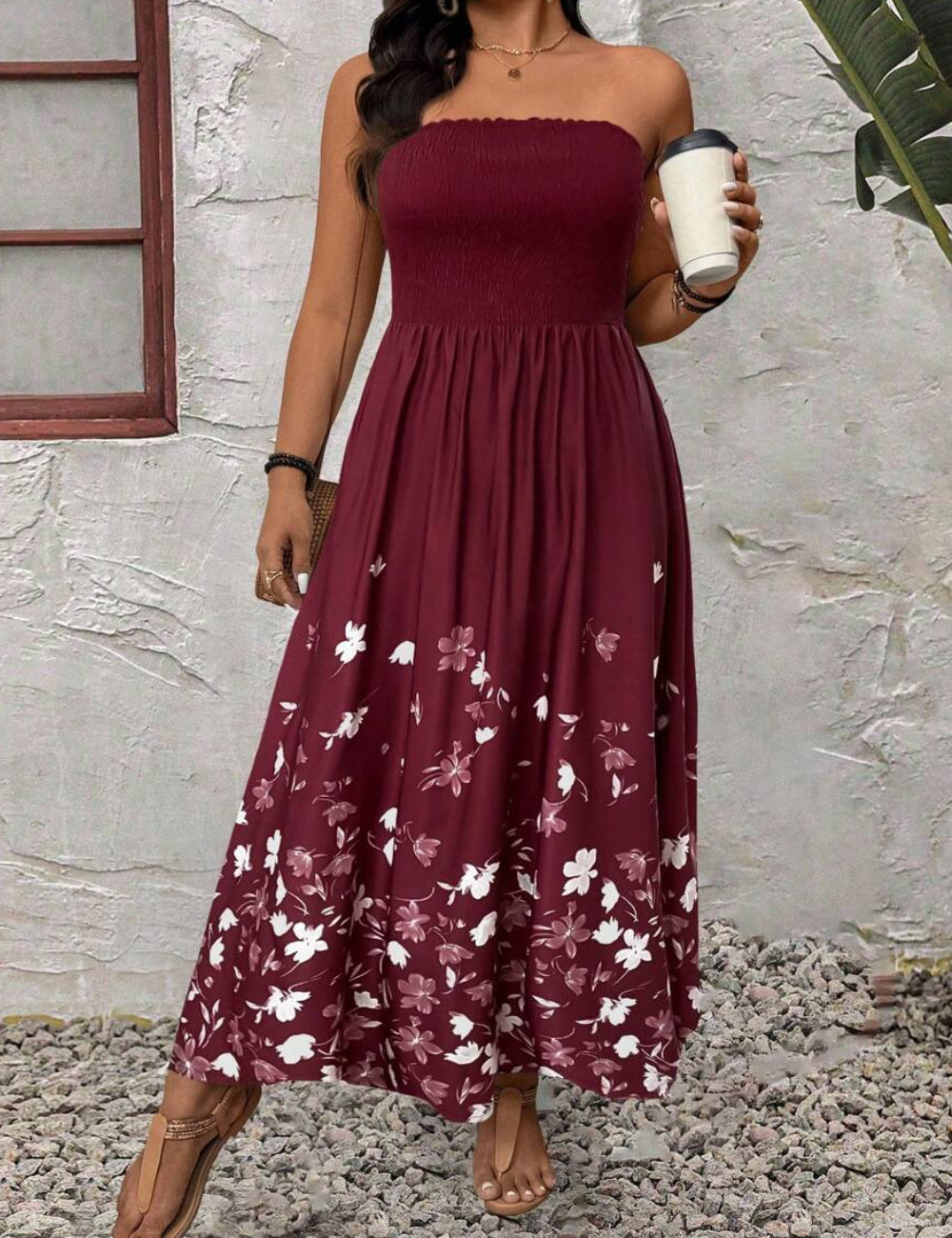 Rochie maxi Shein Curve+, vișiniu
