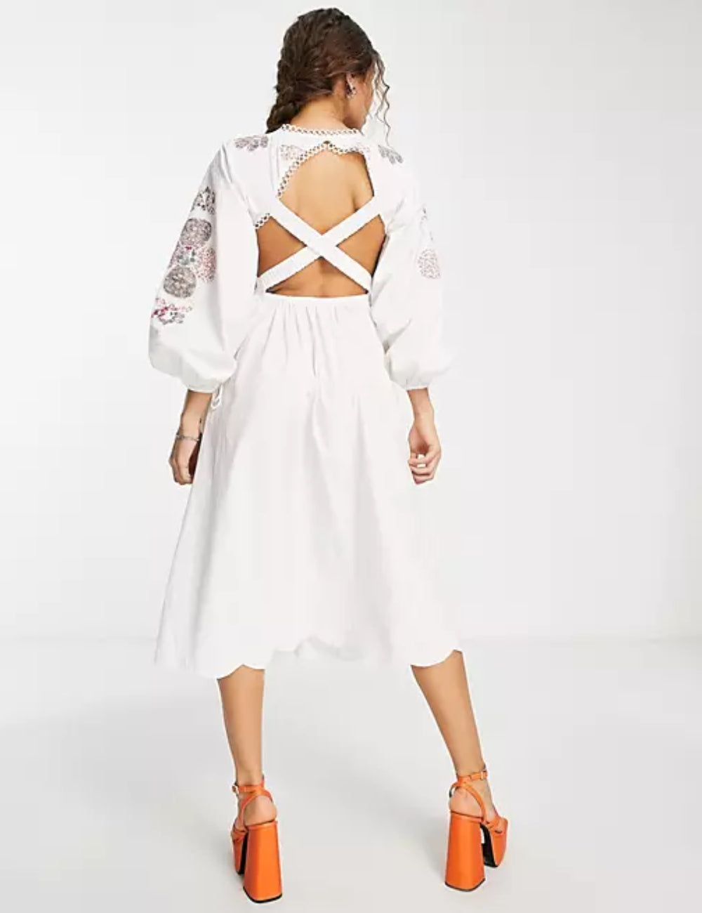 Rochie midi ASOS, alb