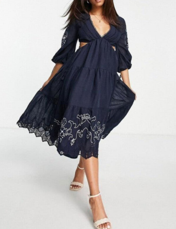 Rochie midi ASOS, bleumarin