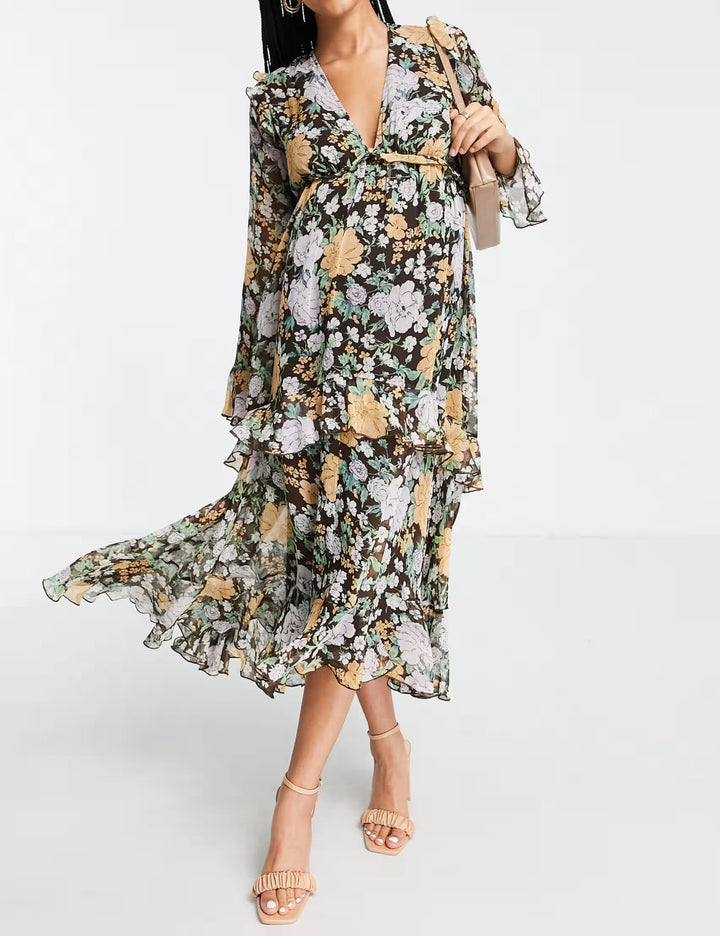Rochie midi ASOS, mix culori