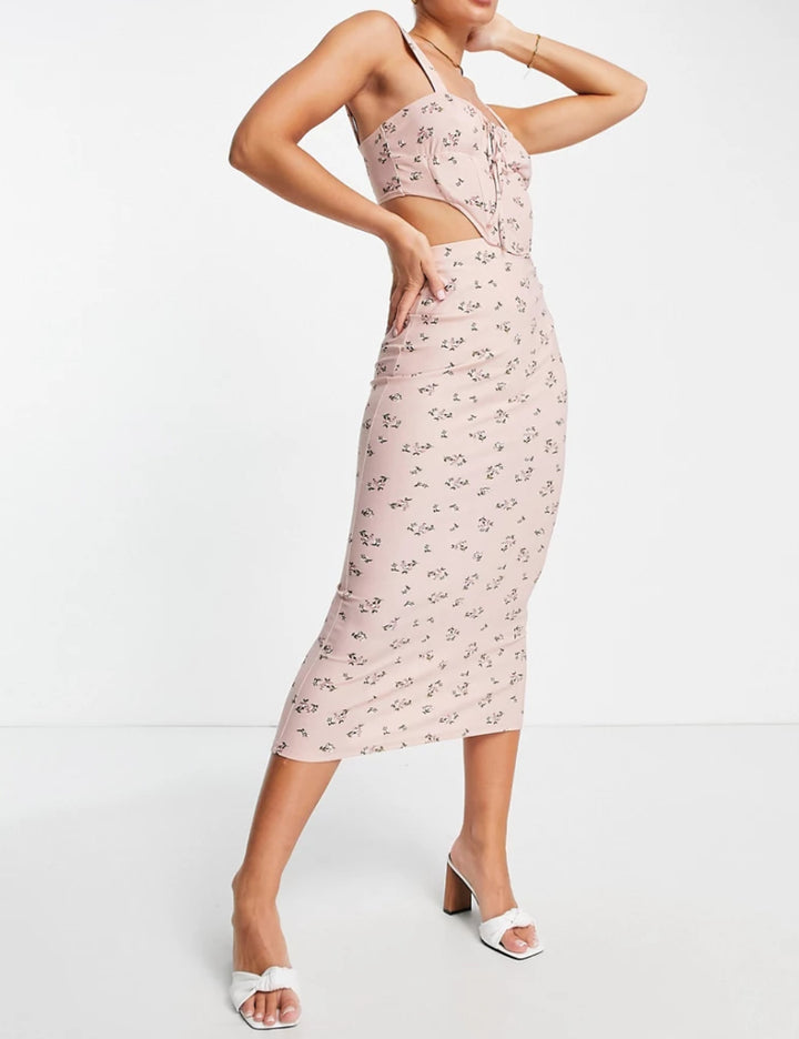 Rochie midi ASOS, roz