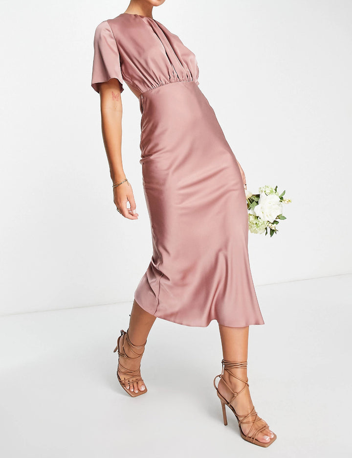 Rochie midi ASOS, roz