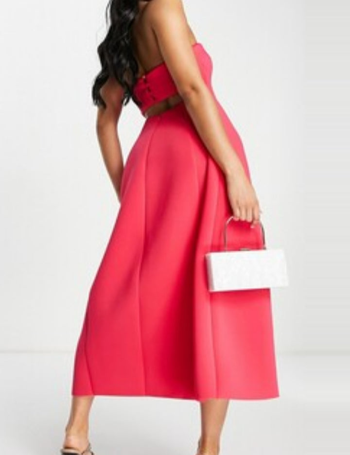 Rochie midi ASOS, roz