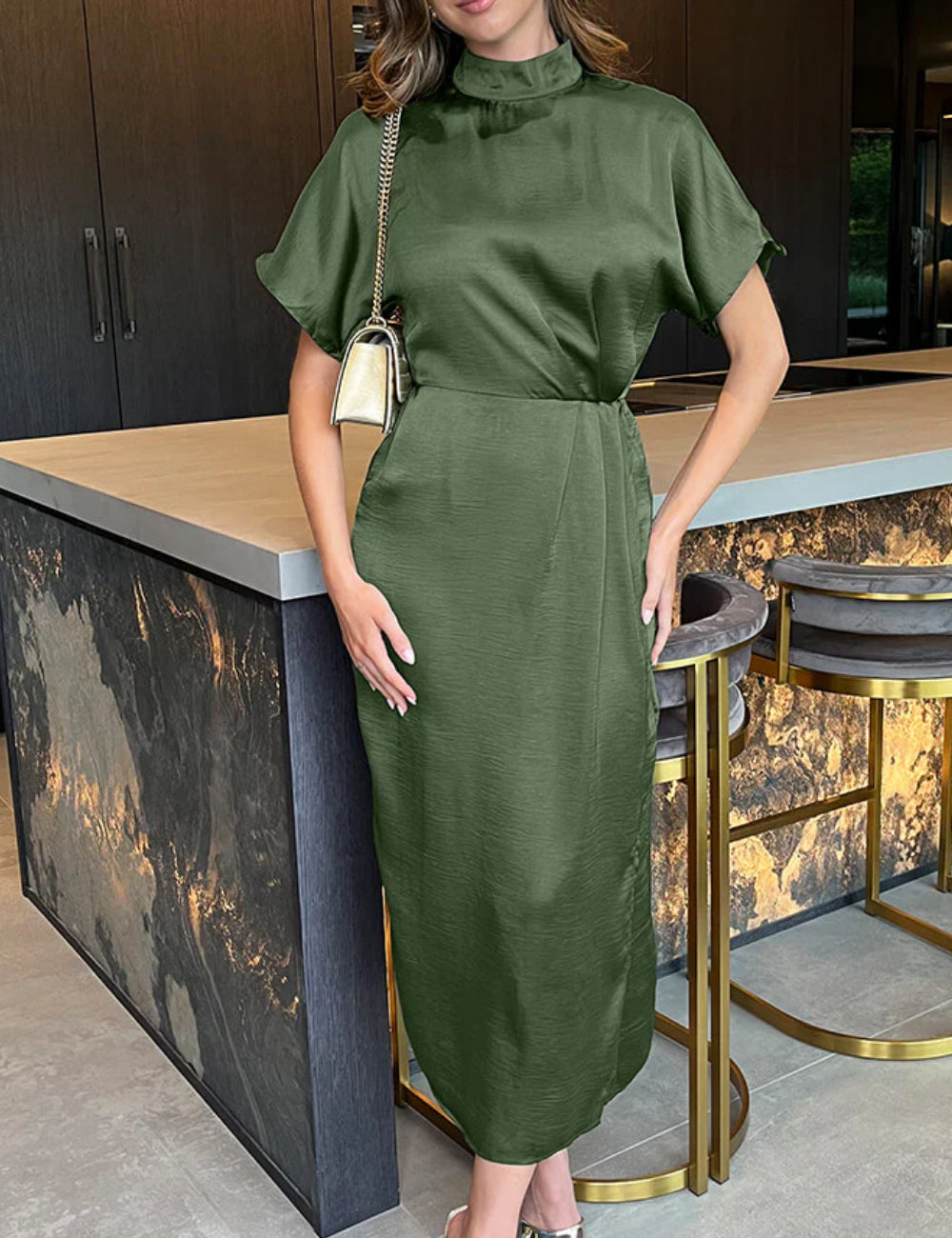 Rochie midi AX Paris, kaki