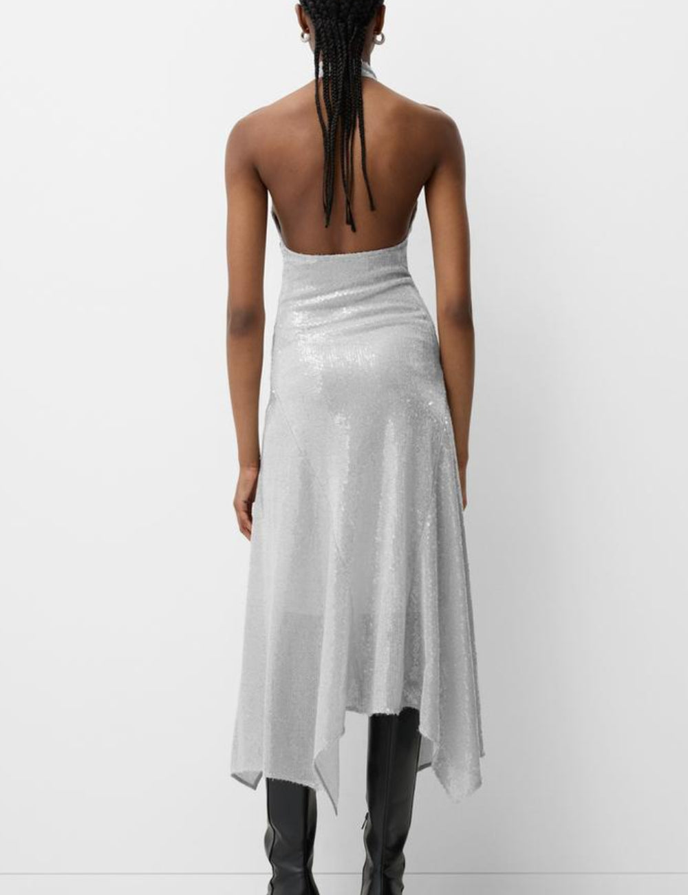 Rochie midi Bershka, argintiu