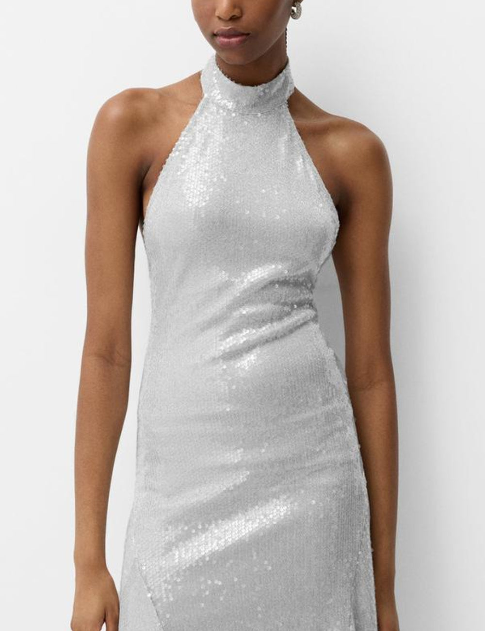 Rochie midi Bershka, argintiu