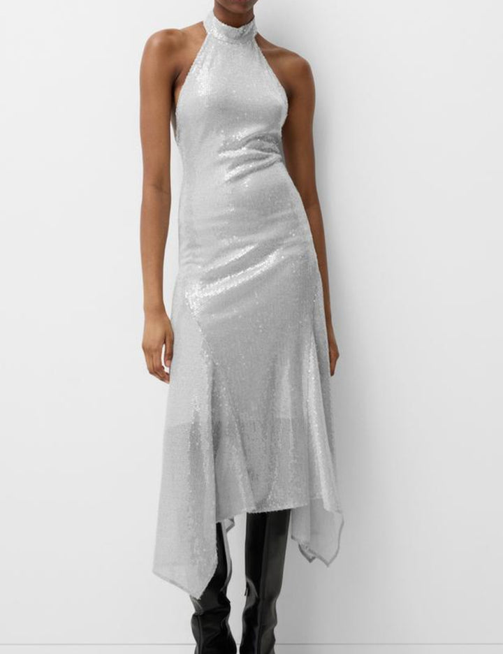 Rochie midi Bershka, argintiu