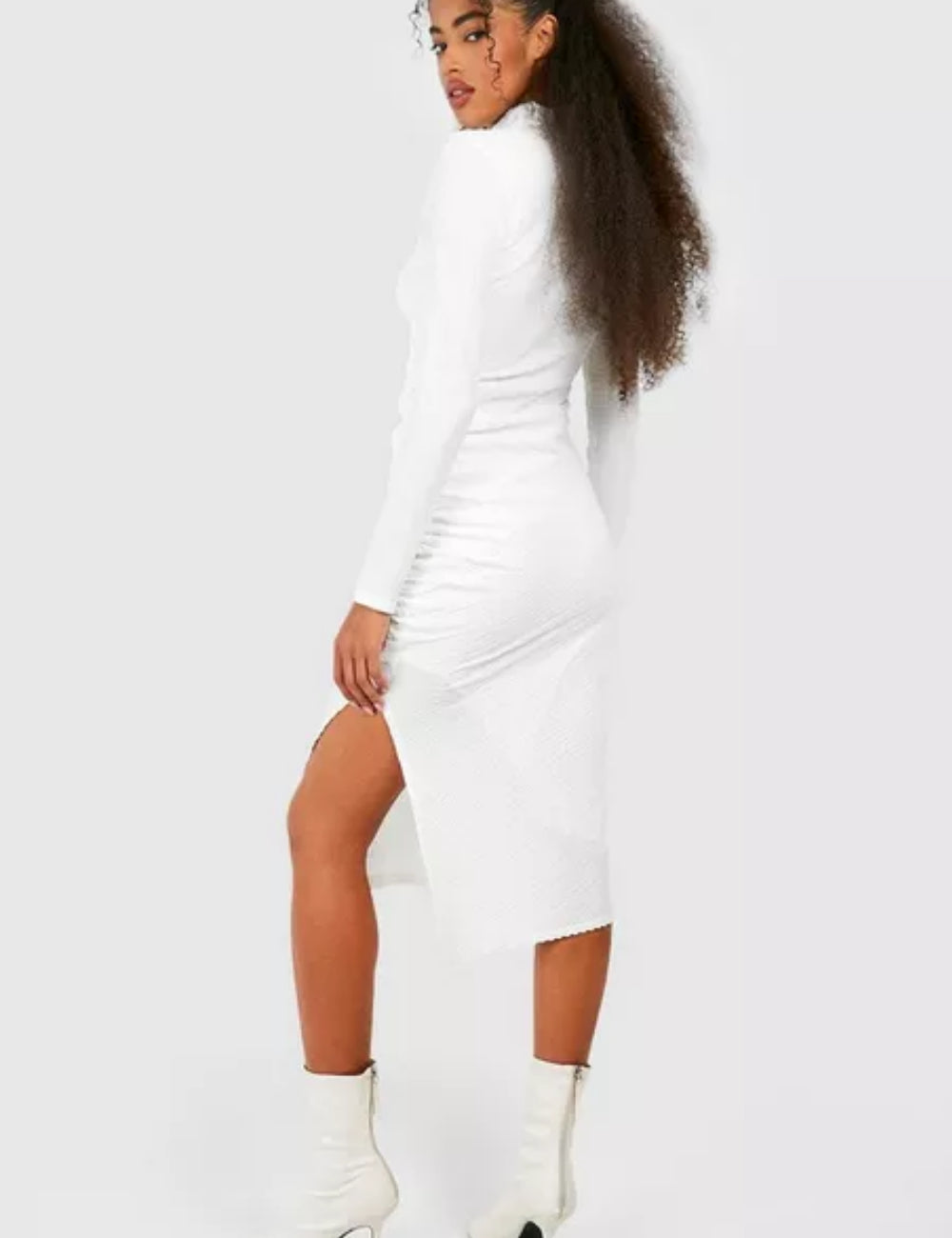 Rochie midi Boohoo, alb
