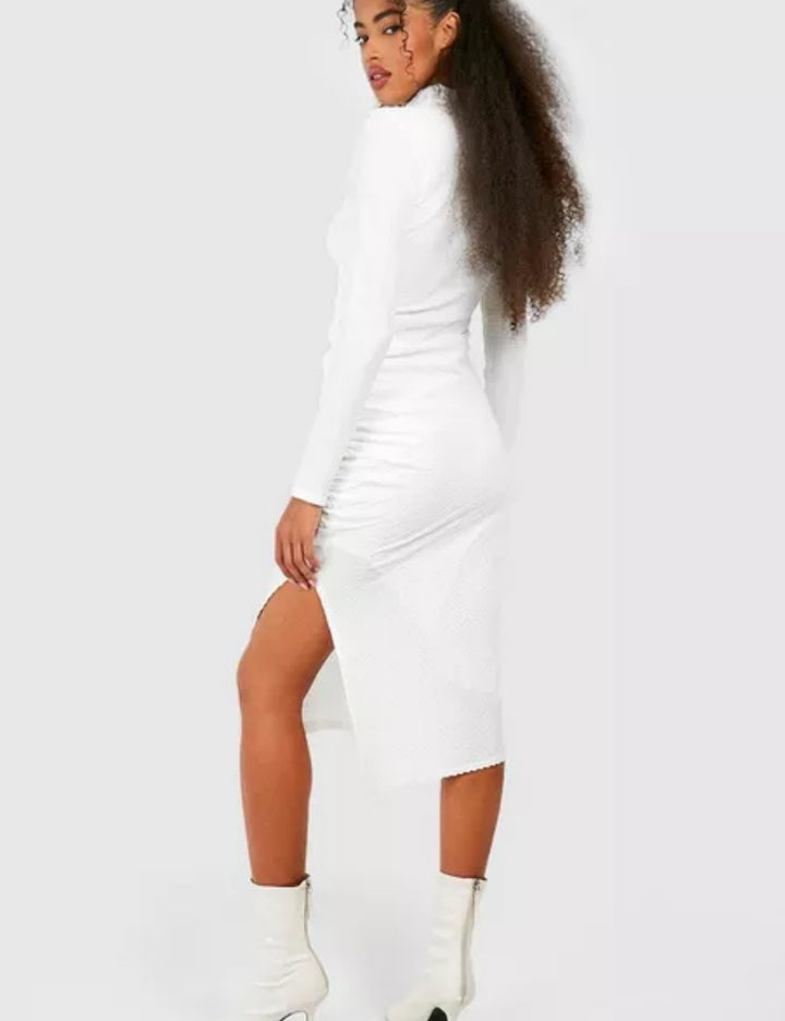 Rochie midi Boohoo, alb