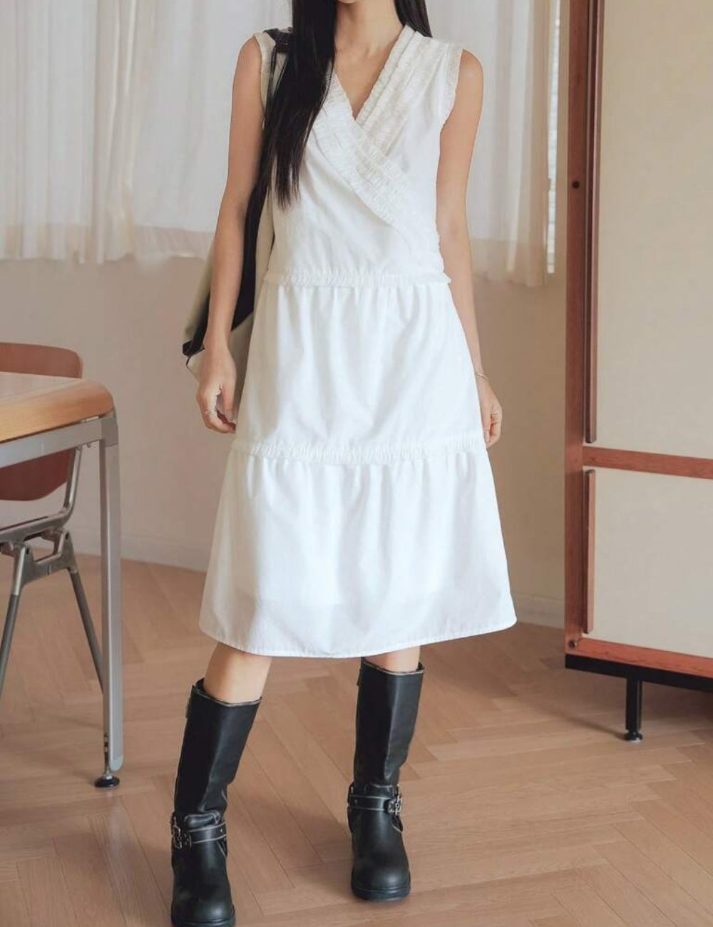 DAZY by Shein midi ruha, fehér