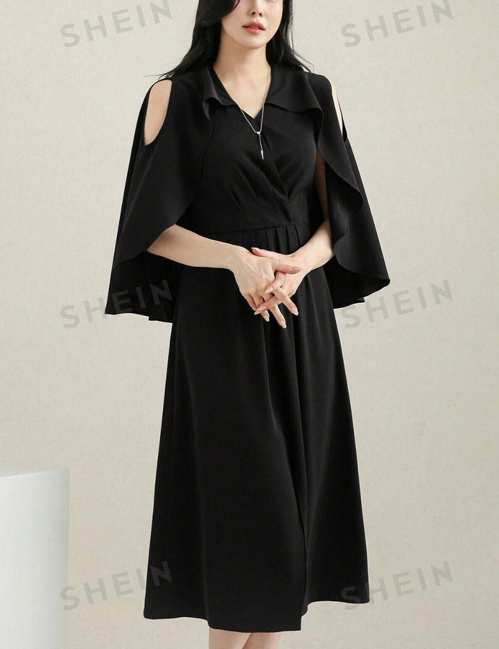 DAZY / LESS by SHEIN midi ruha, fekete