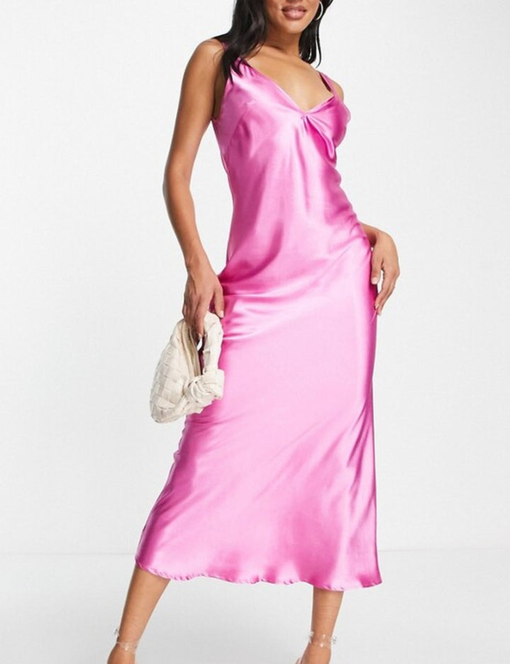 Rochie midi Flounce, roz