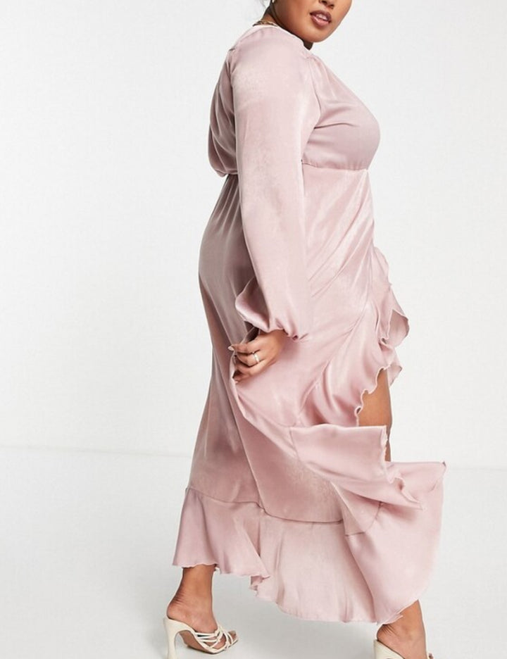 Rochie midi Flounce, roz