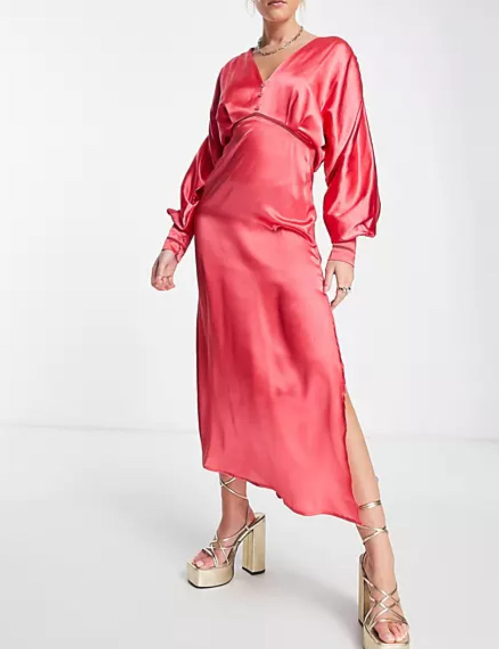 Rochie midi HOPE & IVY, roz
