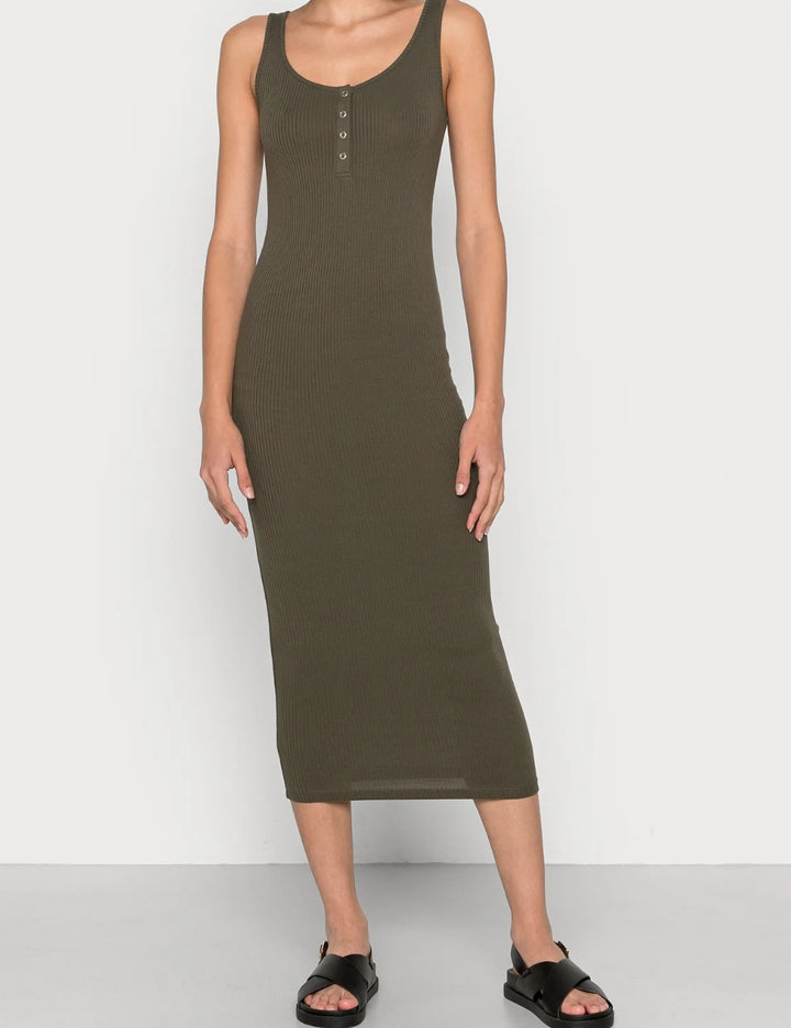 Rochie midi Pieces, kaki