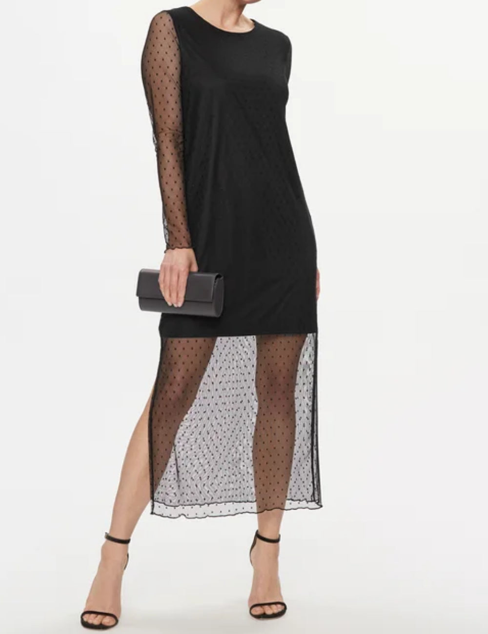 Pieces midi ruha, fekete