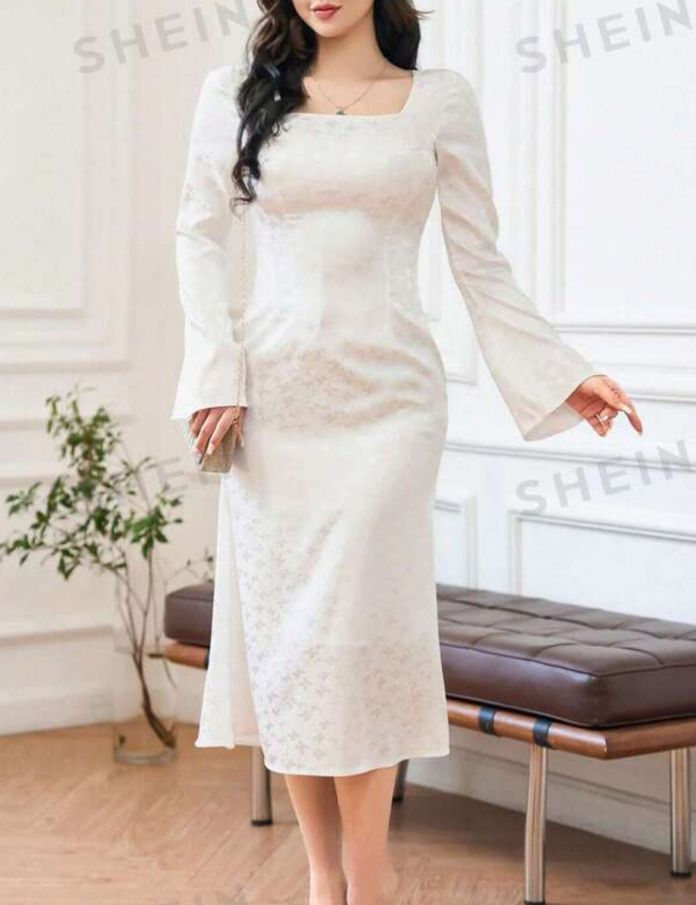 Rochie midi Shein, alb