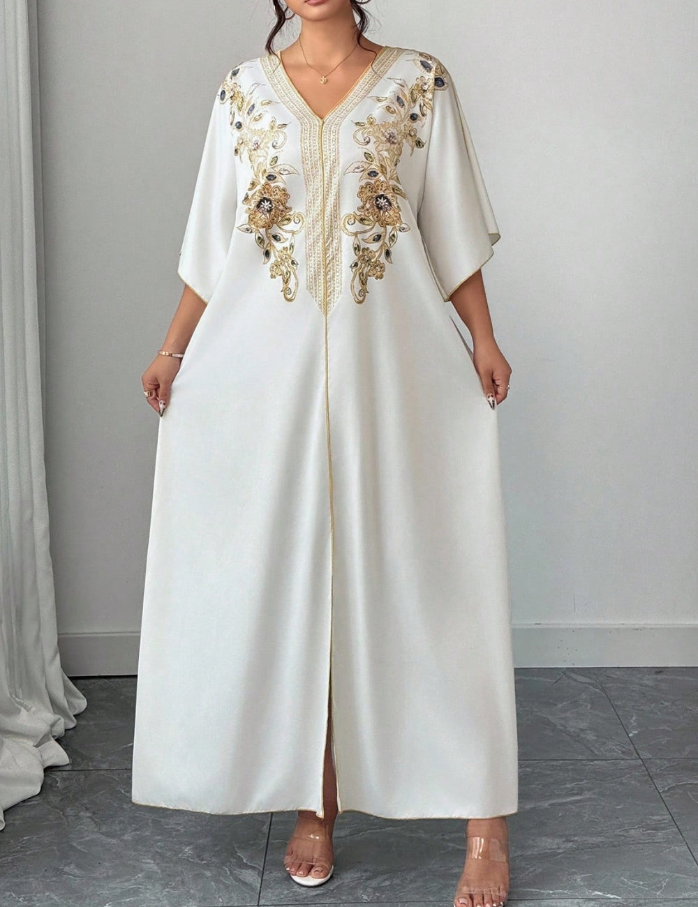 Shein Curve+ midiruha, fehér