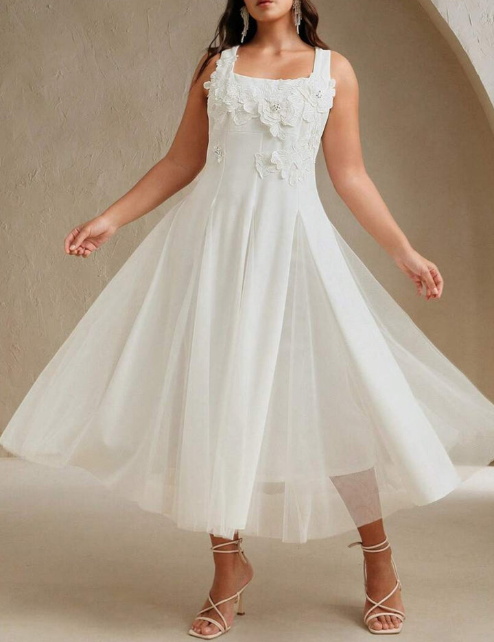 Shein Curve+ midiruha, fehér